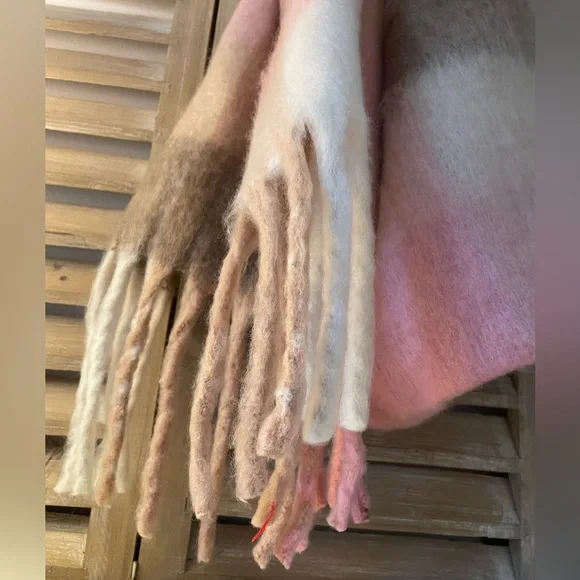 Pink and Cream Gingham Cozy Scarf - Picture 3 of 6